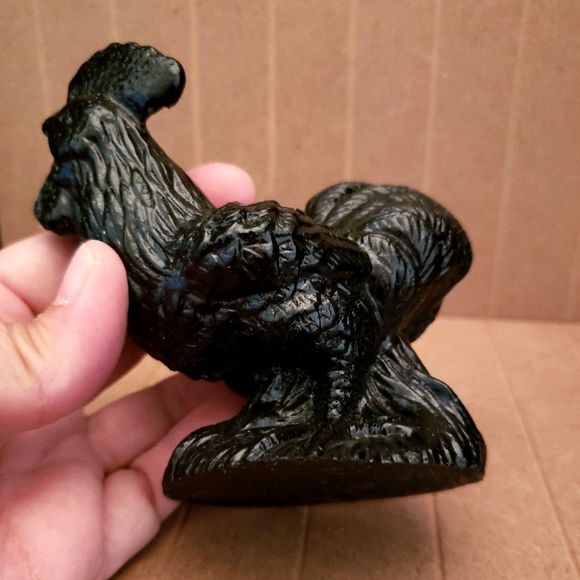Black Coal Rooster Figurine Chicken Decor Farmhouse Vintage - Picture 8 of 14